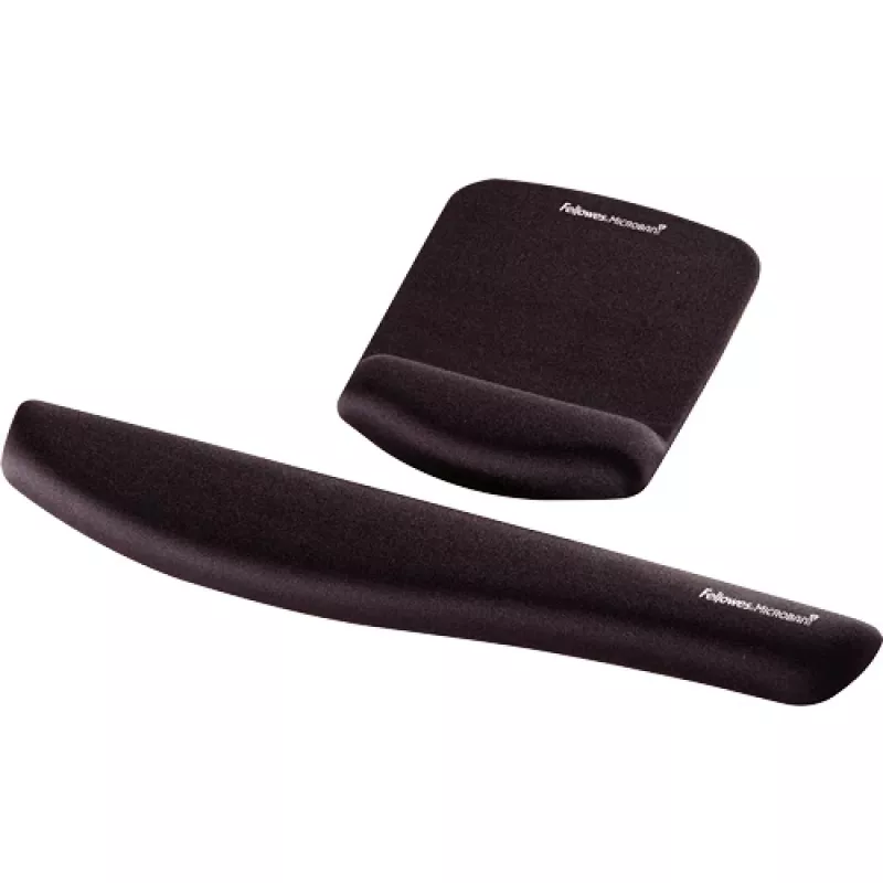 Fellowes mysz Mat Wrist Support - PlushTouch mysz Pad with Non Slip Rubber Base & Antibacterial Protection - Ergonomic mysz Mat for Computer, Laptop, Home Office Use - Czarny