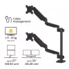 Fellowes Platinum Series podwójny, piętrowy uchwyt do monitora - Uchwyt do monitora na dwa 8KG 27-calowe ekrany - Regulowany podwójny uchwyt biurkowy - Pochylenie 45° Obrót w poziomie 180° Obrót w pionie 360° Obrot 360°, VESA 75 x 75/100 x 100 - Czarny