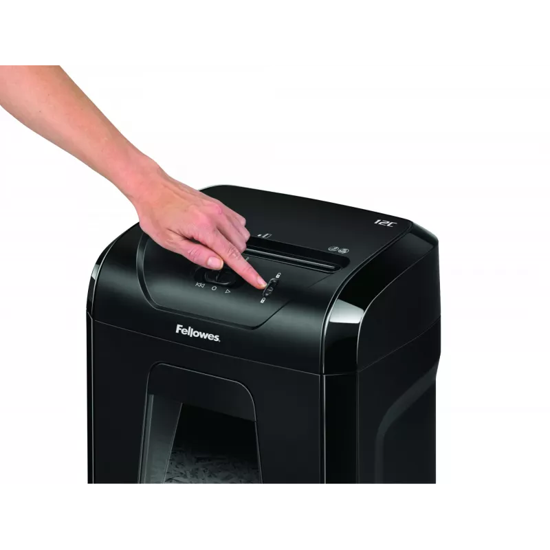 Niszczarka Fellowes Powershred 12C, cięcie krzyżowe, 22,5 cm, czarna