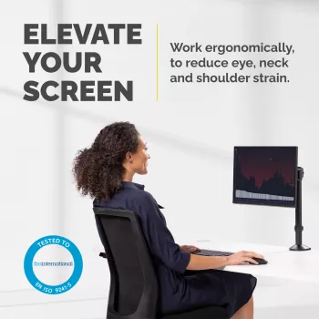 Fellowes Reflex Monitor Arm - Uchwyt monitora do ekranów 8 kg 32 cale - Regulowany uchwyt biurkowy do monitora - Pochylenie 45° Obrót 180° Rotacja 360°, VESA 75 x 75/100 x 100 - Czarny