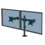 Fellowes Reflex Podwójne Ramię do Monitora – Uchwyt na Dwa Monitory do 8 kg i 27 cali – Regulowany Uchwyt Biurkowy – Pochylenie 45°, Obrót 180°, Rotacja 360°, VESA 75 x 75/100 x 100 – Czarny