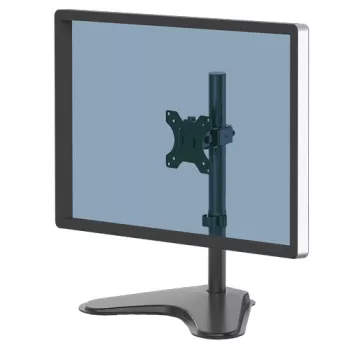 Fellowes Seasa Single Monitor Arm – Wolnostojący uchwyt do monitora dla ekranów 32 cale 8KG – Ergonomiczne regulowane ramię do monitora – Pochylenie 45° Obrót 120° Rotacja 360°, VESA 75 x 75/100 x 100 – Czarny