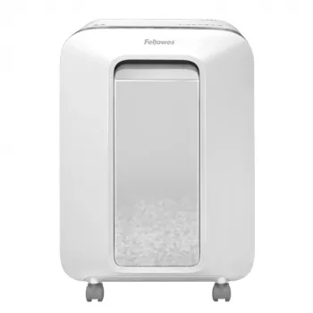 Fellowes Powershred LX201 niszczarka mikrocięta biała, cięcie mikro, 23 cm, 2 x 12 mm, 22 L, dotyk, 4 kółka