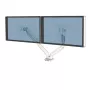 Fellowes Platinum Series Dual Monitor Arm - Uchwyt do monitora na dwa 8KG 40-calowe ekrany - Regulowany uchwyt biurkowy na dwa monitory - Pochylenie 45° Obrót 180° Obrotnica 360° Obrót 360°, VESA 75 x 75/100 x 100 - Biały