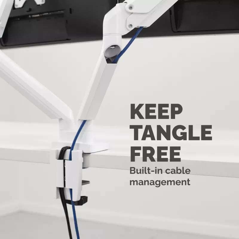 Fellowes Platinum Series Dual Monitor Arm - Uchwyt do monitora na dwa 8KG 40-calowe ekrany - Regulowany uchwyt biurkowy na dwa monitory - Pochylenie 45° Obrót 180° Obrotnica 360° Obrót 360°, VESA 75 x 75/100 x 100 - Biały