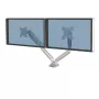 Fellowes Platinum Series Dual Monitor Arm - Monitor Mount for Two 8KG 40 inch Screens - Adjustable Dual Monitor Desk Mount - Tilt 45° Pan 180ᵒ Swivel 360ᵒ Rotation 360ᵒ, VESA 75 x 75/100 x 100 - srebrny