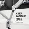 Fellowes Platinum Series Dual Monitor Arm - Monitor Mount for Two 8KG 40 inch Screens - Adjustable Dual Monitor Desk Mount - Tilt 45° Pan 180ᵒ Swivel 360ᵒ Rotation 360ᵒ, VESA 75 x 75/100 x 100 - srebrny