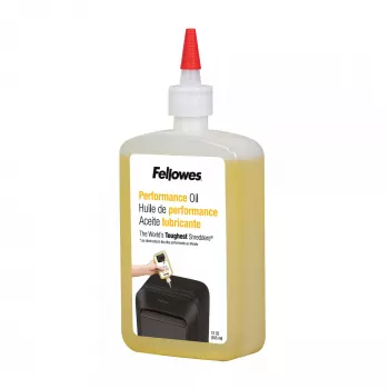 Fellowes Powershred butelkowany środek smarny (355 ml), Olej smarny, 0,355 l, Żółty, 90 mm, 35 mm, 20 mm