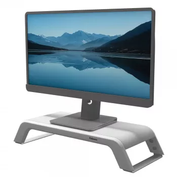 Fellowes podstawka pod monitor z 3-stopniową regulacją wysokości - Hana LT Podstawka pod monitor - Ergonomiczna regulowana podstawka pod monitor do komputerów - Maks. udźwig 22,6 kg - Biała