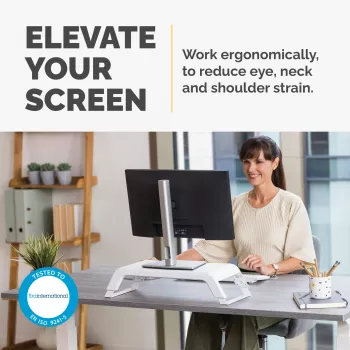 Fellowes podstawka pod monitor z 3-stopniową regulacją wysokości - Hana LT Podstawka pod monitor - Ergonomiczna regulowana podstawka pod monitor do komputerów - Maks. udźwig 22,6 kg - Biała