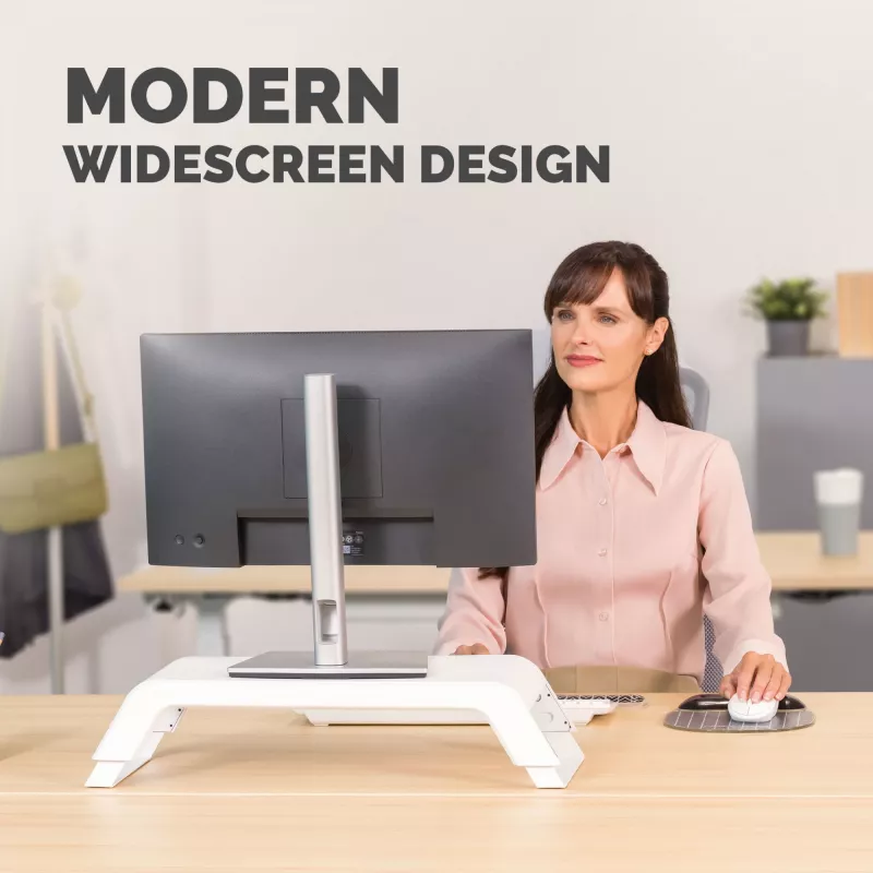 Fellowes podstawka pod monitor z 3-stopniową regulacją wysokości - Hana LT Podstawka pod monitor - Ergonomiczna regulowana podstawka pod monitor do komputerów - Maks. udźwig 22,6 kg - Biała