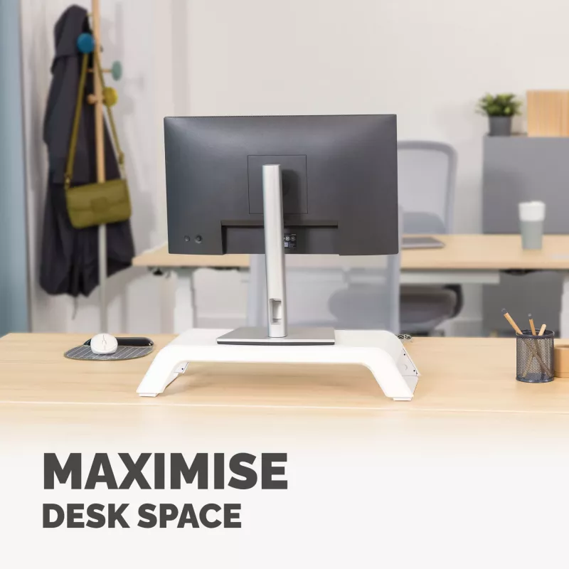 Fellowes podstawka pod monitor z 3-stopniową regulacją wysokości - Hana LT Podstawka pod monitor - Ergonomiczna regulowana podstawka pod monitor do komputerów - Maks. udźwig 22,6 kg - Biała