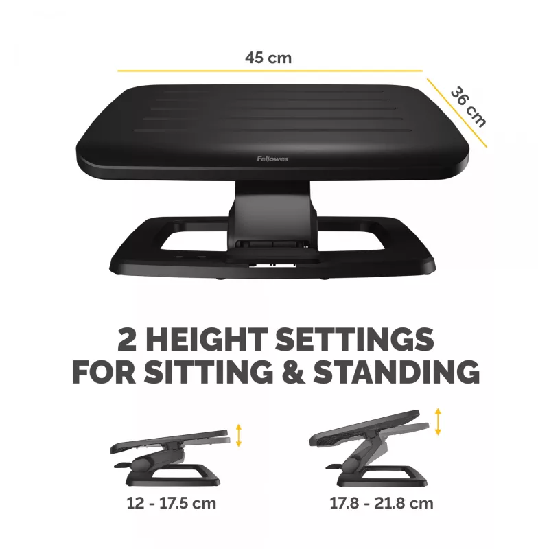 Fellowes Podnóżek pod biurko - Hana LT podparcie stóp ergonomiczny podnóżek - podnóżek stołek do biura i domu - czarny