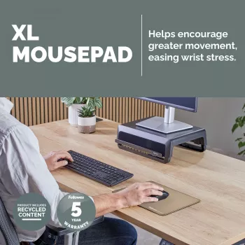 Podkładka pod mysz Fellowes Breyta (nowa) XL piaskowa, piaskowy, monochromatyczna, antypoślizgowa podstawa