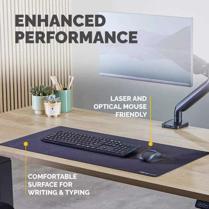 Mata biurkowa Fellowes z antypoślizgową podstawą Breyta Desk Mat z ochroną antybakteryjną, czarna