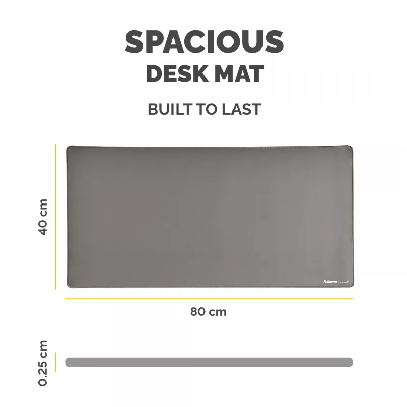 Mata na biurko Fellowes z antypoślizgową podstawą, Breyta Desk Mat z ochroną antybakteryjną, szara