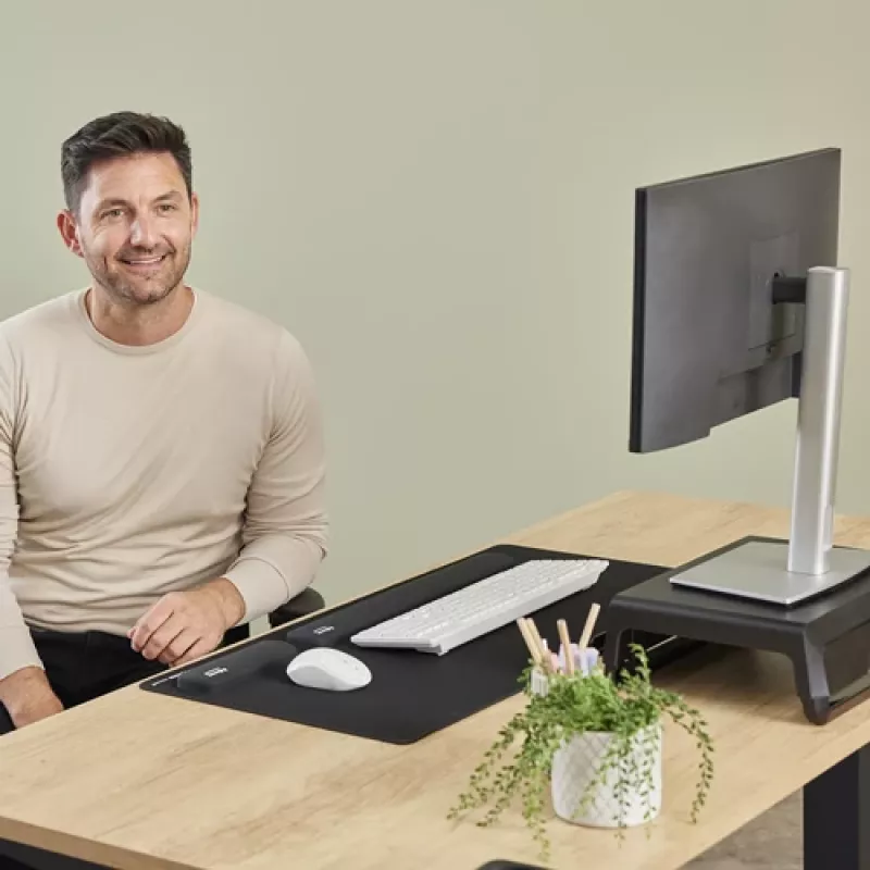 Podkładka pod nadgarstek Fellowes Breyta Palm Rest z ochroną antybakteryjną — ergonomiczne wsparcie nadgarstka, czarna