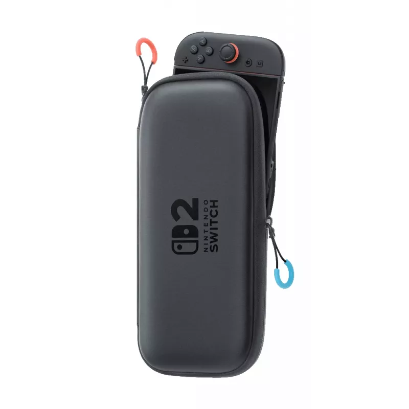 Etui ochronne i folia na ekran Nintendo Switch 2, etui sztywne, Nintendo, czarne, Nintendo Switch 2, zamek błyskawiczny, 142 mm