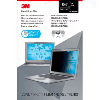 3M Filtru Prywatności do Laptopa 15,6 Cala Panoramicznego, 39,6 cm (15,6 cala), 16:9, Laptop, Bezramkowy filtr prywatności do wyświetlacza, Przeciwodblaskowy