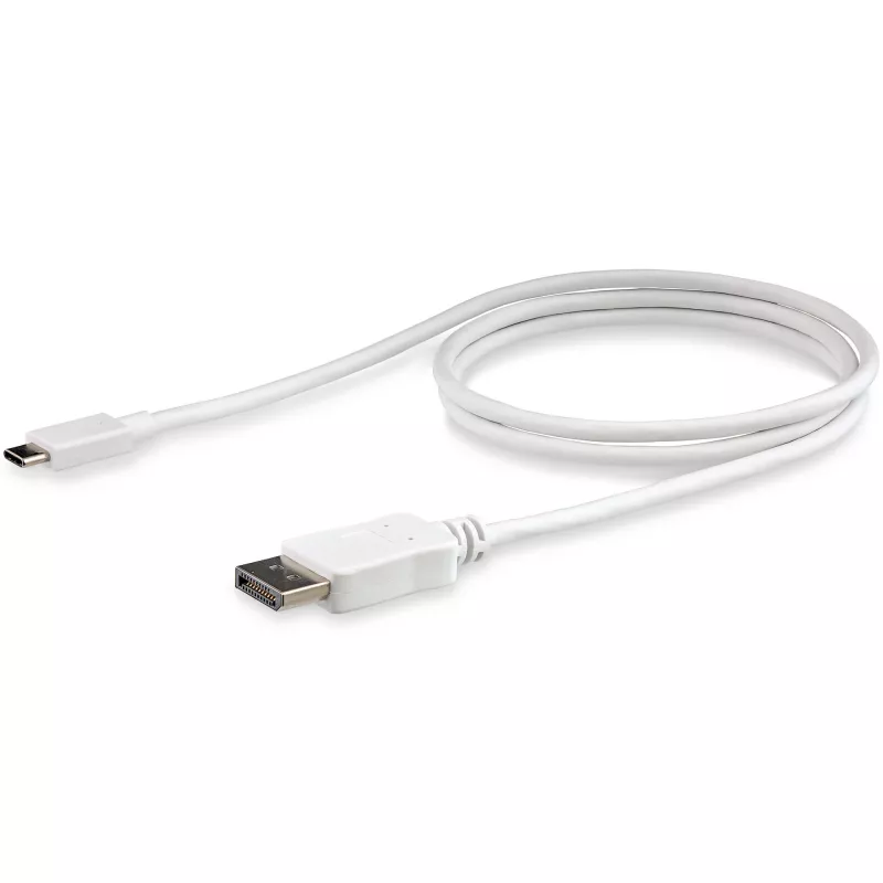 StarTech.com Kabel USB-C do DisplayPort 1.2 1 m 4K 60 Hz – adapter USB-C do DisplayPort HBR2 – kabel wideo USB Type-C DP Alt Mode do monitora DP – współpracuje z Thunderbolt 3 – biały