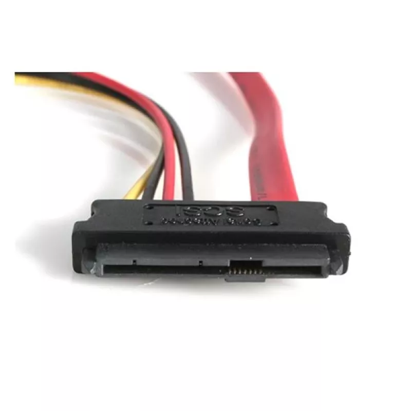 StarTech.com 18-calowy kabel SAS 29-pin na SATA z zasilaniem LP4, SATA 15-pin, LP4 M, wtyk SAS 29-pin, 0,457 m, prosty, prosty, czerwony