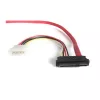 StarTech.com 18-calowy kabel SAS 29-pin na SATA z zasilaniem LP4, SATA 15-pin, LP4 M, wtyk SAS 29-pin, 0,457 m, prosty, prosty, czerwony