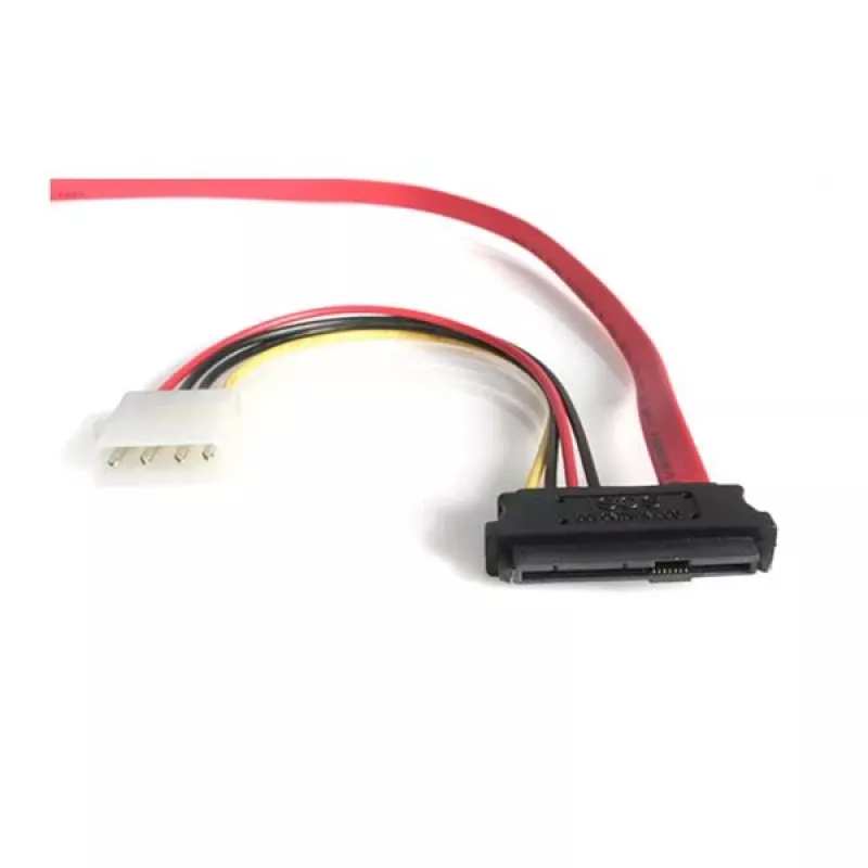 StarTech.com 18-calowy kabel SAS 29-pin na SATA z zasilaniem LP4, SATA 15-pin, LP4 M, wtyk SAS 29-pin, 0,457 m, prosty, prosty, czerwony