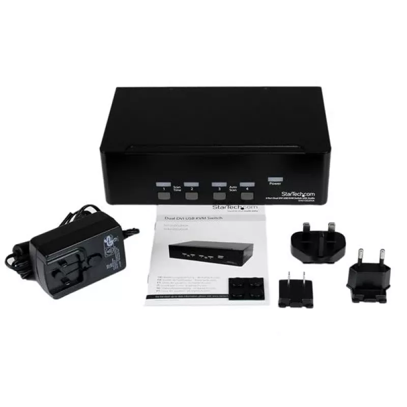 StarTech.com 4-portowy przełącznik KVM Dual DVI USB z hubem audio i USB 2.0