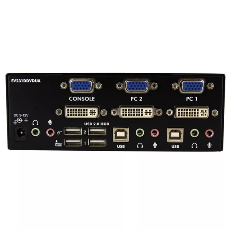 StarTech.com 2-portowy przełącznik KVM DVI VGA Dual Monitor USB z dźwiękiem i hubem USB 2.0