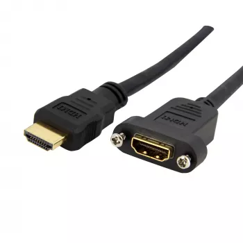 Adapter StarTech.com HDMI żeński na męski 0,9 m, 4K High Speed do montażu panelowego, kabel HDMI, 4K 30 Hz UHD HDMI, szerokość pasma 10,2 Gb/s, HDMI żeński na HDMI męski, kabel ze złączem do montażu panelowego HDMI