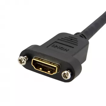 Adapter StarTech.com HDMI żeński na męski 0,9 m, 4K High Speed do montażu panelowego, kabel HDMI, 4K 30 Hz UHD HDMI, szerokość pasma 10,2 Gb/s, HDMI żeński na HDMI męski, kabel ze złączem do montażu panelowego HDMI