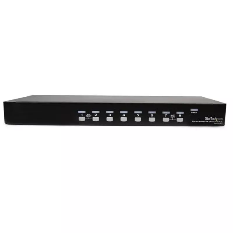 StarTech.com 8-portowy rackowy przełącznik KVM USB VGA z audio (w zestawie kable audio)