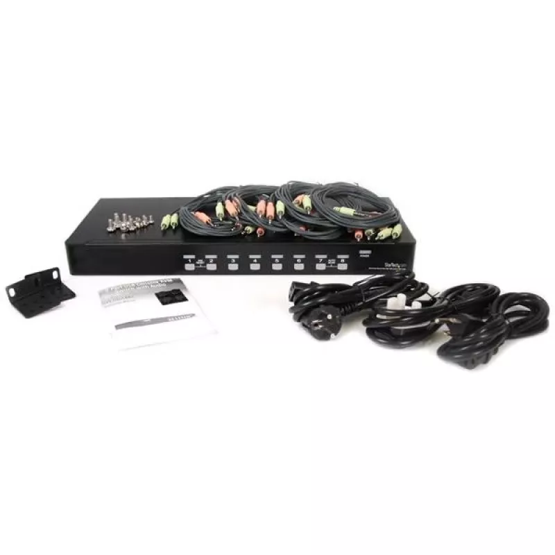 StarTech.com 8-portowy rackowy przełącznik KVM USB VGA z audio (w zestawie kable audio)