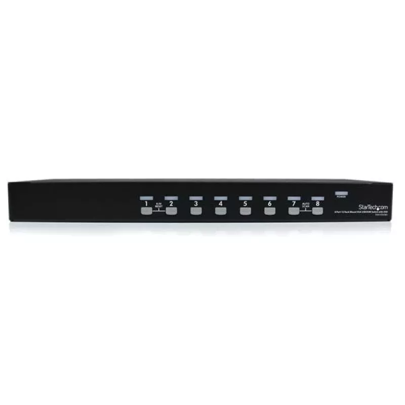 StarTech.com 8 Port 1U Rackmount USB KVM Switch z OSD, 1920 x 1440 pikseli, montaż w szafie rack, 1U, czarny