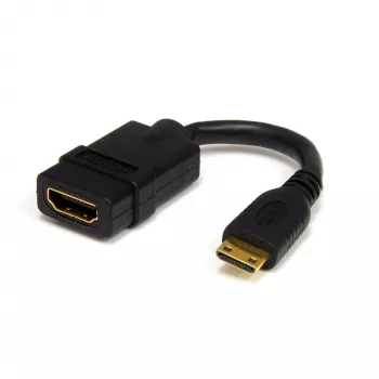 StarTech.com 5-calowy adapter Mini HDMI na HDMI – szybki adapter HDMI 4K – ultraszybki adapter HDMI 4K 30 Hz – HDMI 1.4 – pozłacane złącza – adapter UHD Mini HDMI 4K – czarny