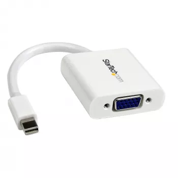 StarTech.com Adapter Mini DisplayPort na VGA – Aktywny konwerter Mini DP na VGA – Wideo 1080p – mDP lub Thunderbolt 1/2 Mac/PC na monitor/projektor/wyświetlacz VGA – Przejściówka mDP 1.2 na VGA – Biały