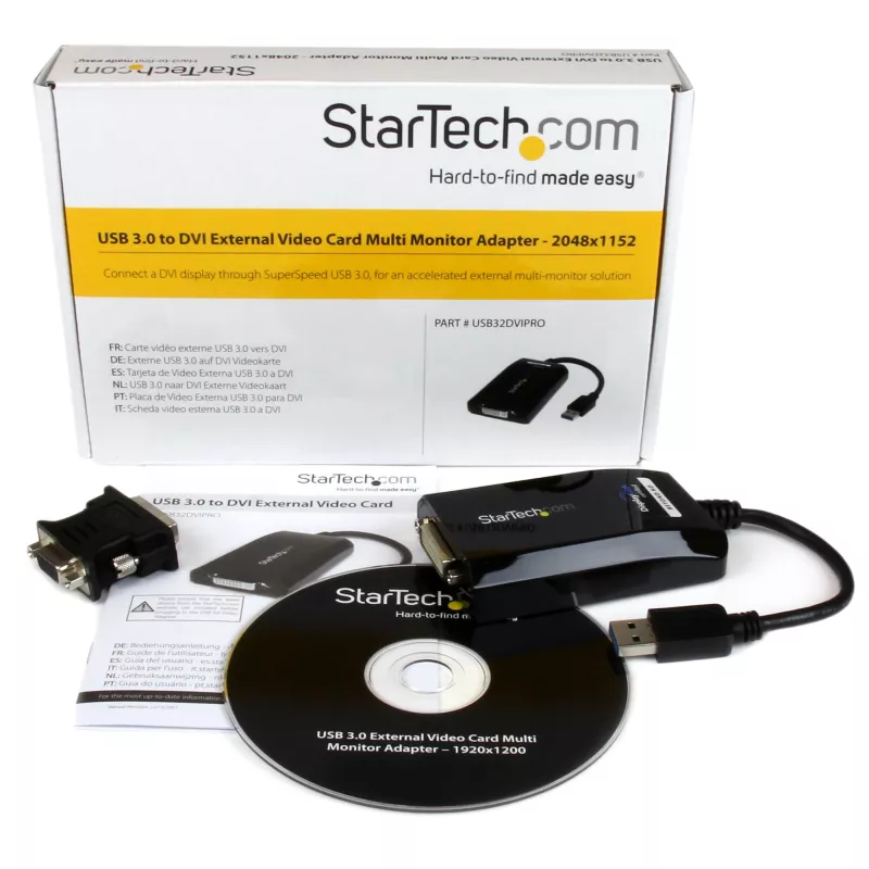 StarTech.com Adapter USB 3.0 na DVI / VGA – 2048x1152, 3.2 Gen 1 (3.1 Gen 1), USB Typ-A, wyjście DVI, 2048 x 1152 piksele