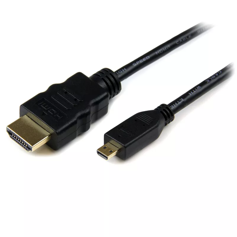 StarTech.com Kabel 1 m Micro HDMI do HDMI z Ethernetem - Wideo 4K 30 Hz - Wytrzymały szybki kabel/adapter/przewód konwertera Micro HDMI typ D do HDMI 1.4 - Monitory/telewizory/wyświetlacze UHD HDMI - M/M