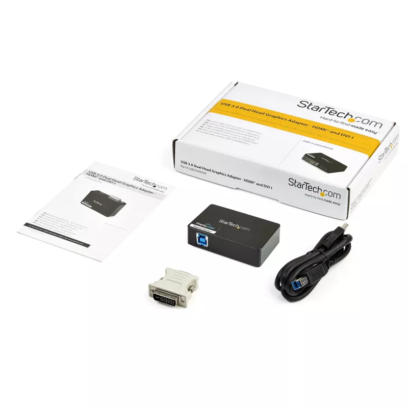 StarTech.com Adapter USB 3.0 na HDMI / DVI - 2048x1152, 3.2 Gen 1 (3.1 Gen 1), USB typu B, wyjście DVI, wyjście HDMI, 2048 x 1152 pikseli