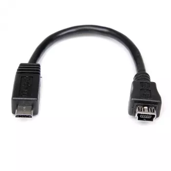 StarTech.com 6in adapter kablowy Micro USB do Mini USB M/F, 0,15 m, Mini-USB B, Micro-USB A, Męski/Żeński, Czarny