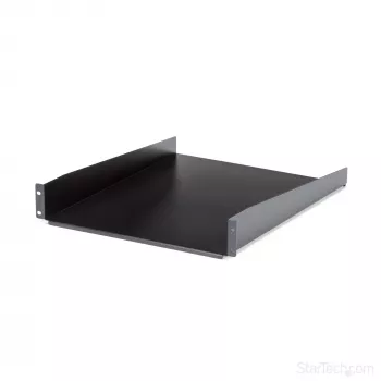 StarTech.com Półka serwerowa 2U do szafy rack – Uniwersalna półka wspornikowa do montażu w szafie 19-calowej na sprzęt sieciowy i szafę rack – Wytrzymała stal – Udźwig 50 funtów/23 kg – Głębokość tacki 22 cale, czarna