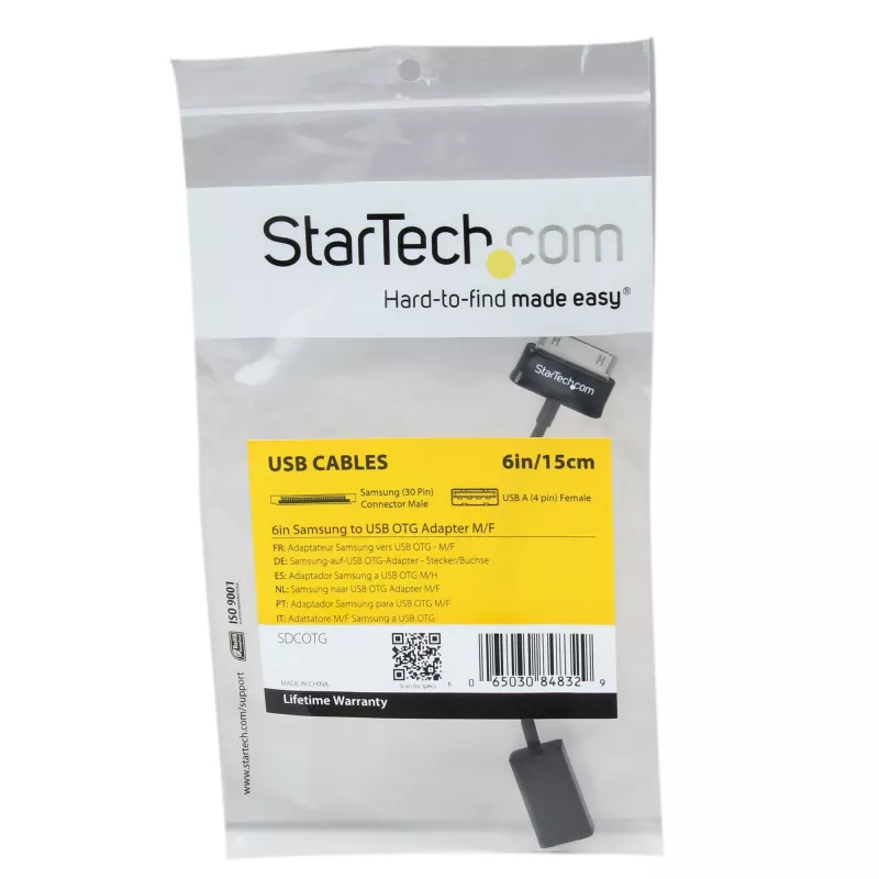 StarTech.com adapter kablowya USB OTG do Samsung Galaxy Tab, 0,1524 m, Samsung 30p, USB A, Czarny, Męski, Żeński