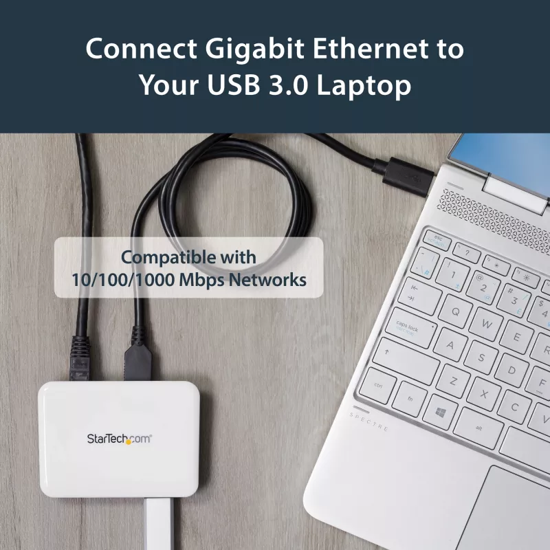 StarTech.com USB 3.0 do Gigabit Ethernet NIC Adapter sieciowy z 3-portowym hubem - biały