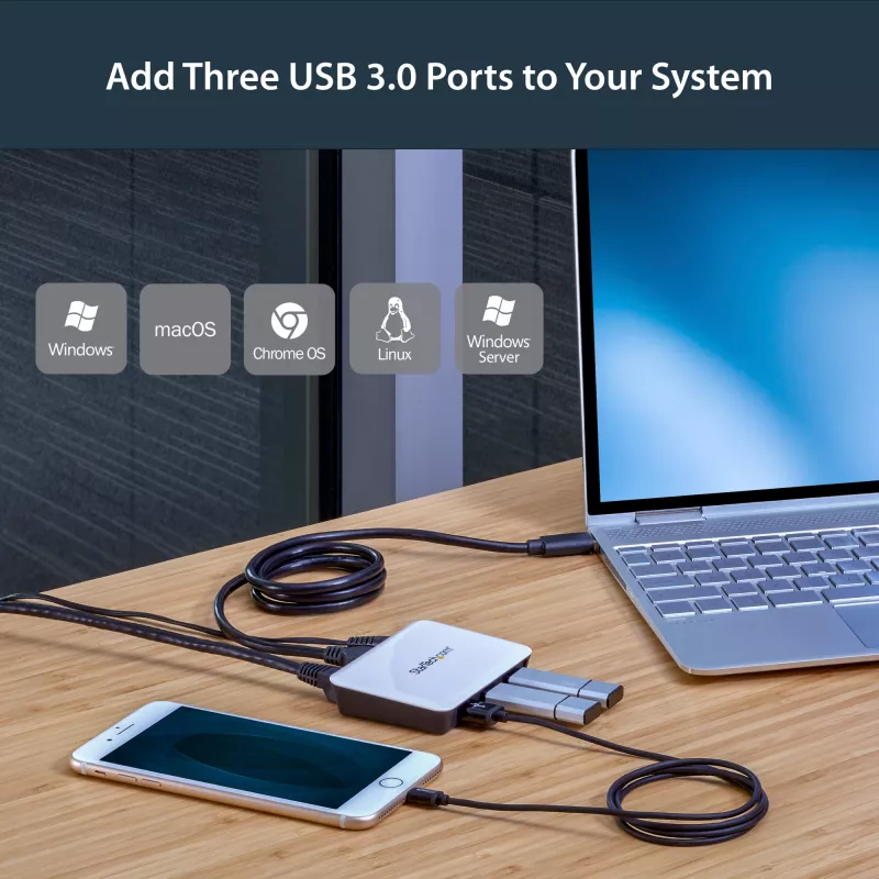 StarTech.com USB 3.0 do Gigabit Ethernet NIC Adapter sieciowy z 3-portowym hubem - biały