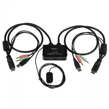 StarTech.com 2-portowy KVM USB HDMI z audio i zdalnym przełącznikiem – zasilany przez USB