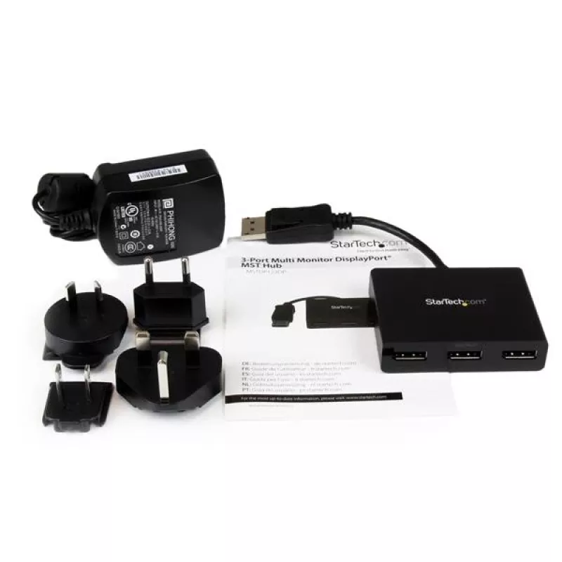 Adapter StarTech.com do 3 monitorów – Hub MST DisplayPort 1.2 na Dual 4K 30 Hz i 1x 1080p – Rozdzielacz wideo do trybu rozszerzonego pulpitu tylko na komputerach z systemem Windows – DP na 3 monitory DP
