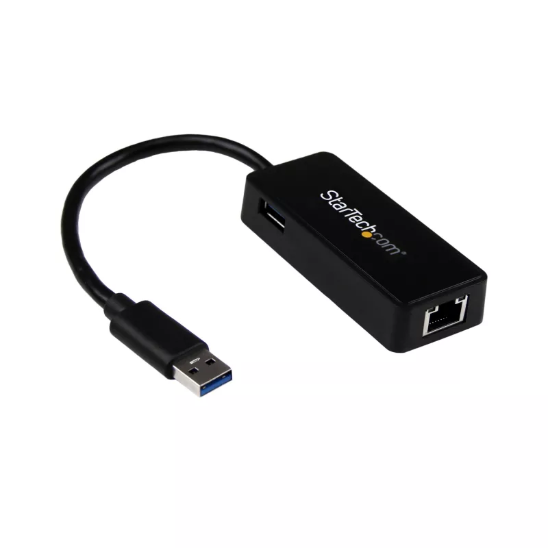 StarTech.com Adapter USB 3.0 do Gigabit Ethernet NIC z portem USB - Czarny