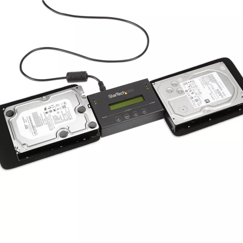 StarTech.com 1:1 Samodzielny duplikator i kasownik dysków twardych, kloner i kasownik dysków SATA HDD/SSD, wyświetlacz LCD, zgodny z TAA, niezależny od systemu operacyjnego