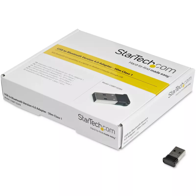 StarTech.com Mini USB Adapter Bluetooth 4.0 — 50 m (165 ft) Klasa 1 EDR Bezprzewodowy Dongle
