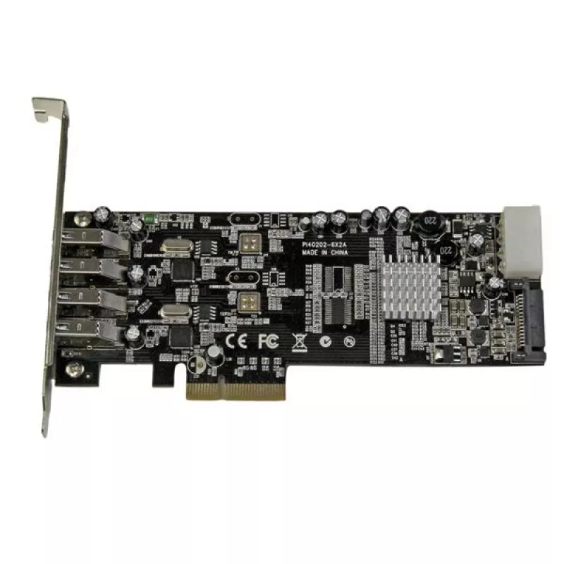 StarTech.com 4-portowa karta adaptera PCI Express (PCIe) SuperSpeed USB 3.0 z 2 dedykowanymi kanałami 5 Gb/s - UASP - zasilanie SATA / LP4